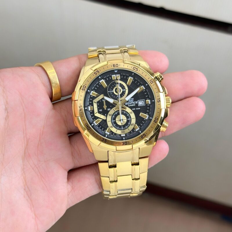 Casio Edifice Black Dial Gold Chain Metal Belt Analog Men's Watch