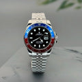 Ro-le-x Silver Black Dial Analog Quartz Chain Metal Round Men's Watch