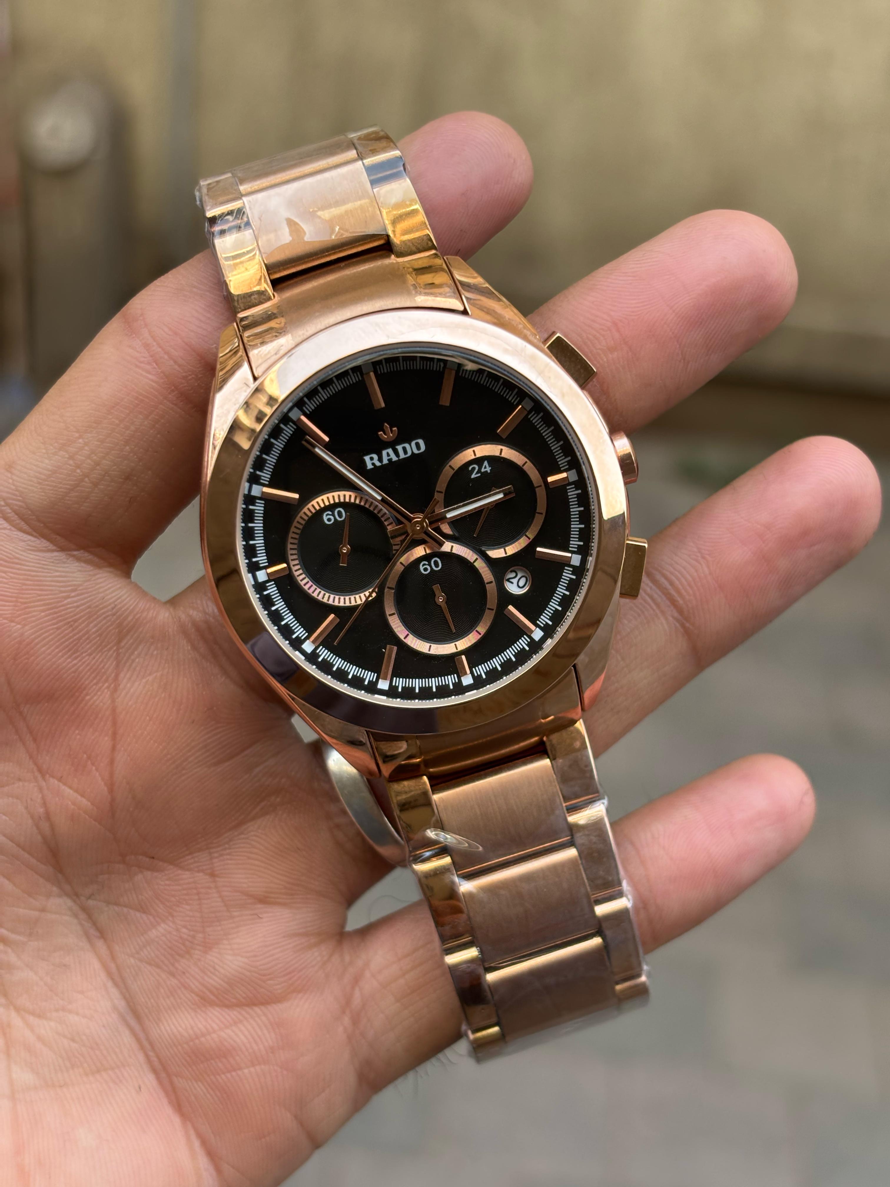Rado HyperChrome Rose Gold Black Dial Chronograph Men's Watch