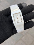 Rado Square Silver White Dial Ciramic Belt Men's Watch