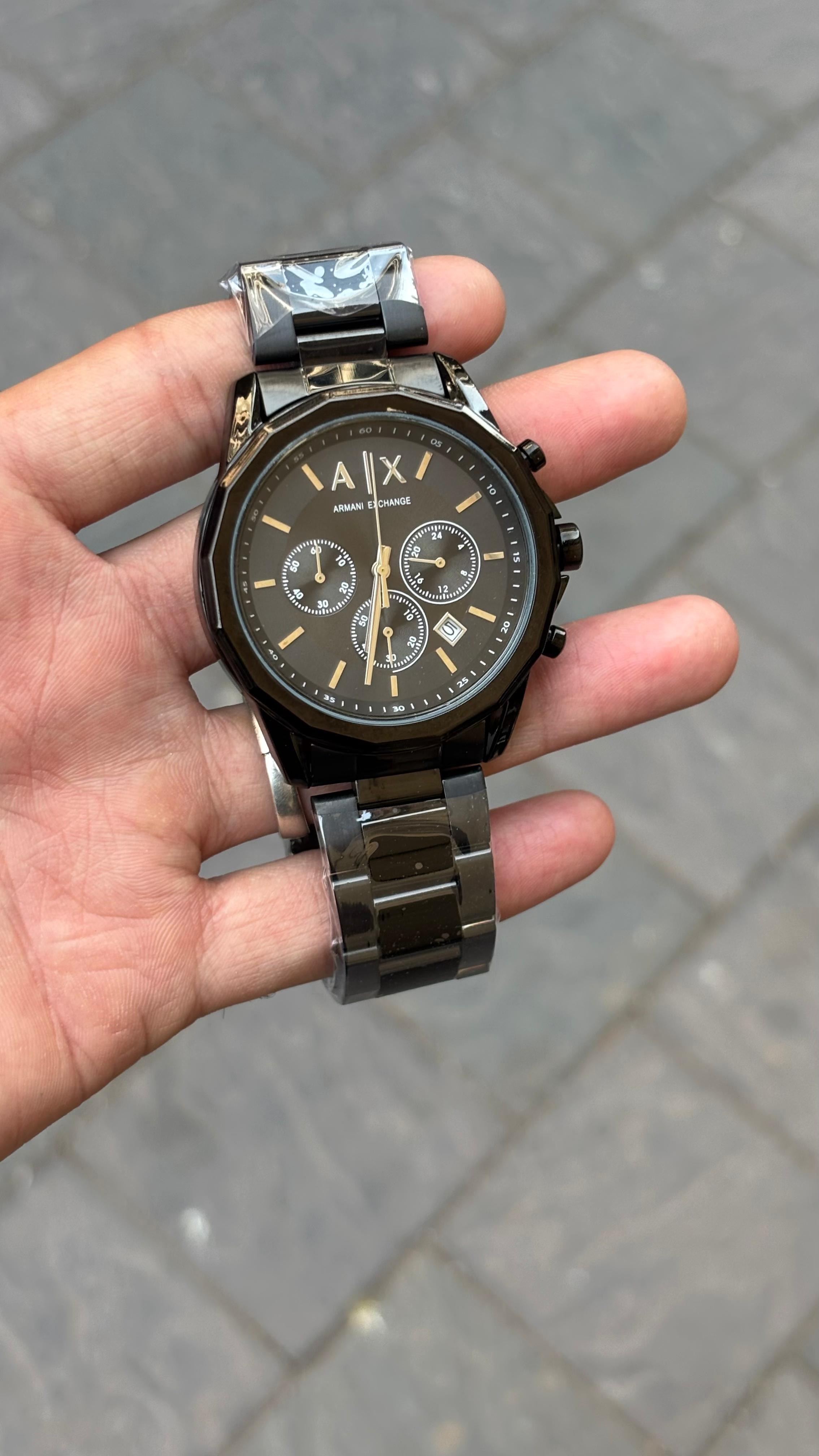 AX Black Chronograph Metal Belt Men's Watch