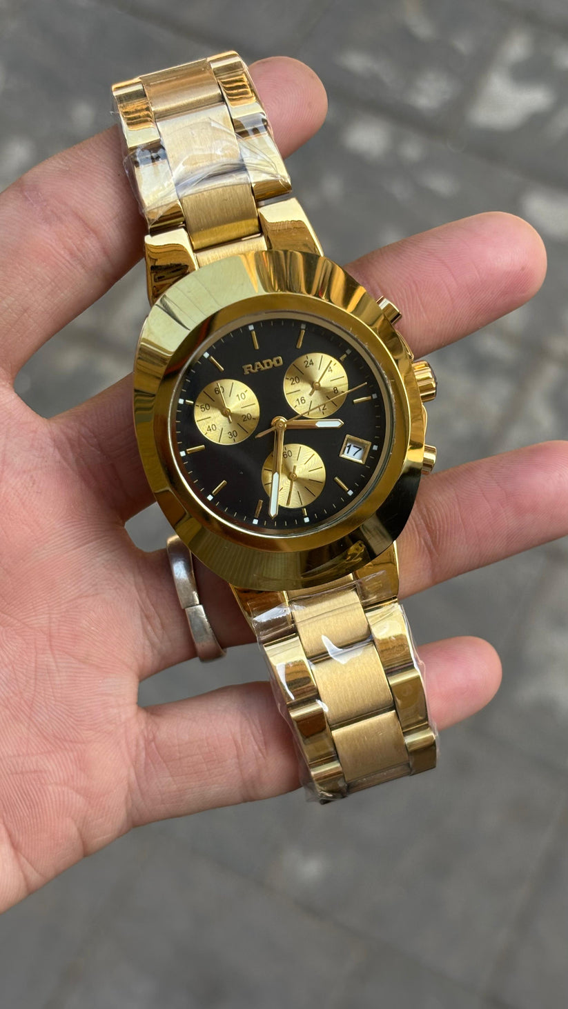 Rado Diastar Black Dial Chronograph Watch For Men's