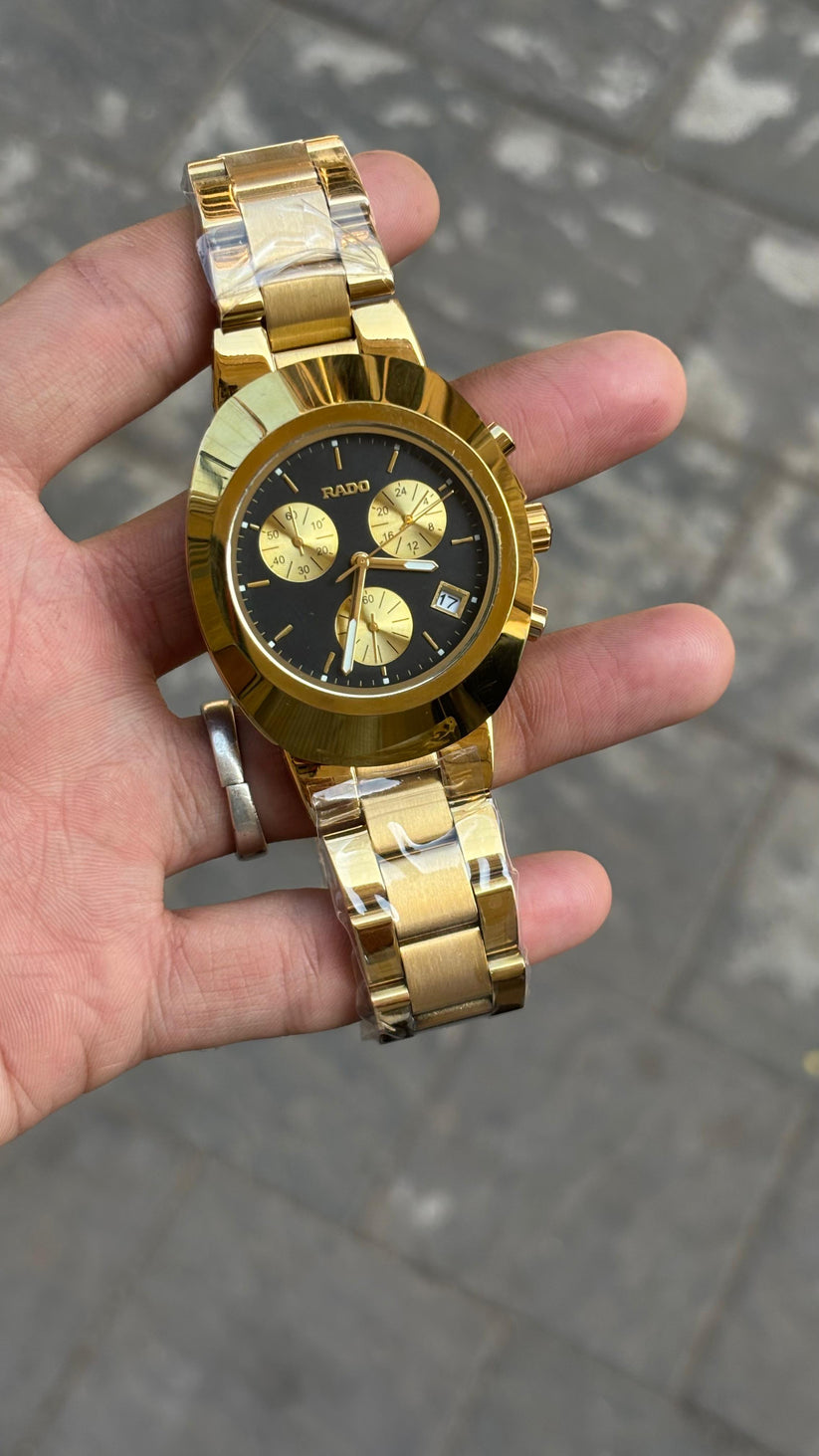 Rado Diastar Black Dial Chronograph Watch For Men's