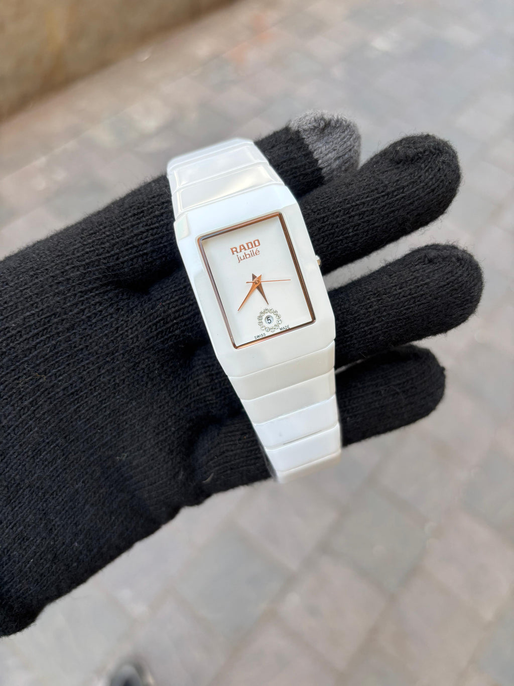 Rado Square White Dial Ciramic Belt Watch For Men's