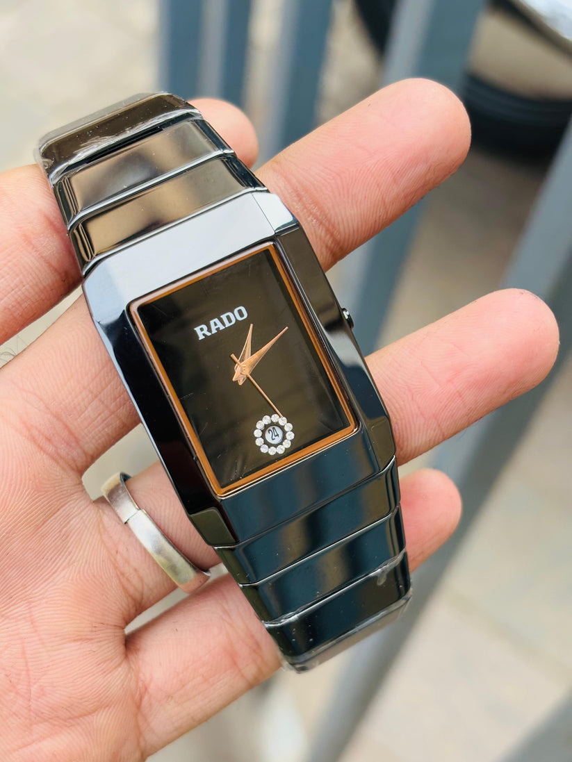 Rado Black Dial Ciramic Belt Watch For Men's