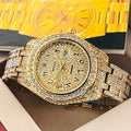 Ro-le-x Men’s Analog Gold Arabic Numerals Diamond Watch