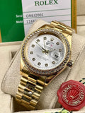 Rol-ex White Gold Analog Quartz Chain Metal Round Case Date Gift Watch