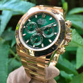 Ro-l-ex Automatic Golden And Green Dial Analog Chronograph Round Men's Watch