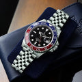 Rol-ex Automatic Silver Black Dial Analog Quartz Chain Metal Men's Watch