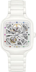 Rado White Rainbow Dial Ceramic Automatic Open Heart Men's Watch